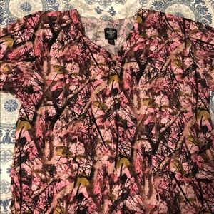 Size Small Pink Camo Scrub top